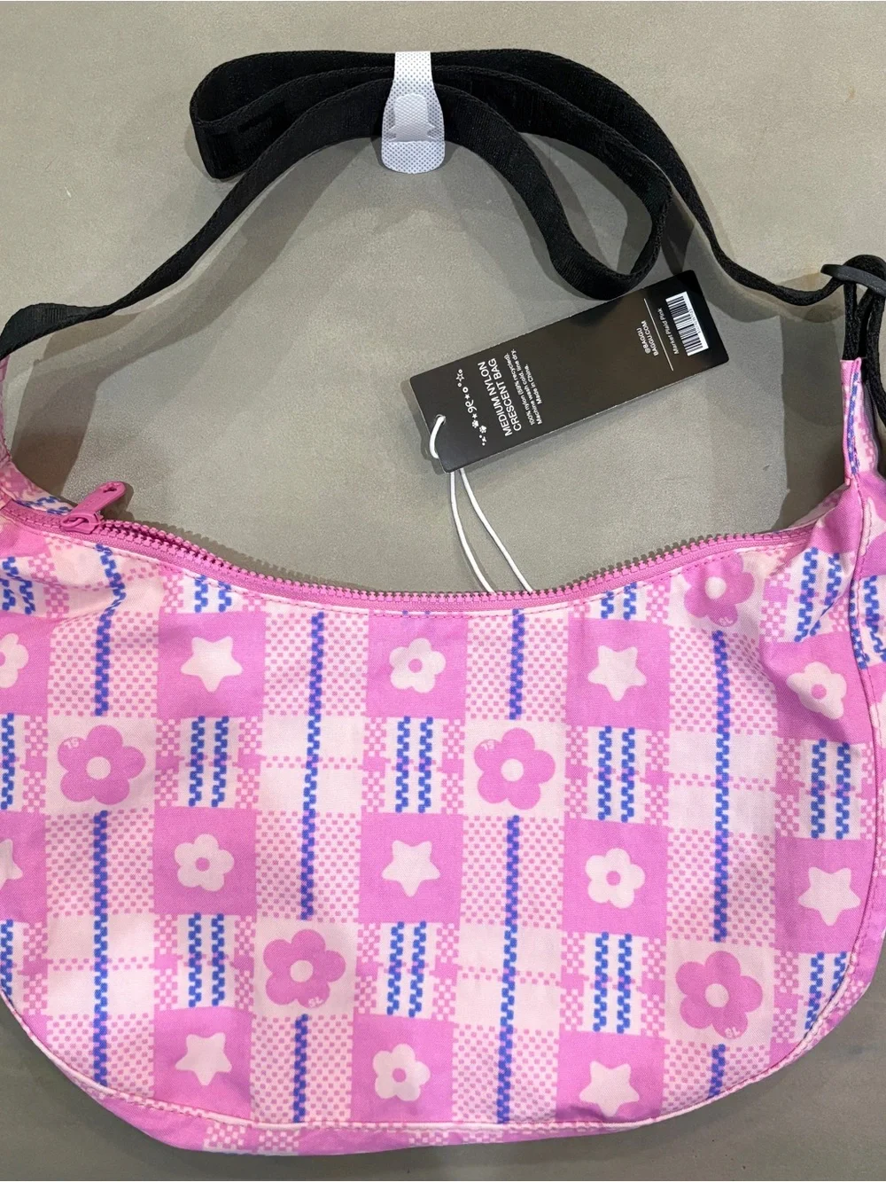 NWT Baggu x Sandy Liang Pink Floral medium crescent bag